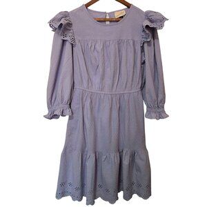 Lilac Prairie Midi Dress With Eyelet Ruffles Tiered Skirt- M Universal Threads